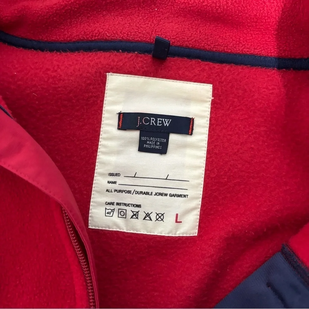 J. Crew Red Fleece Full Zip Jacket Men's Large Pockets Casual Lightweight Basic